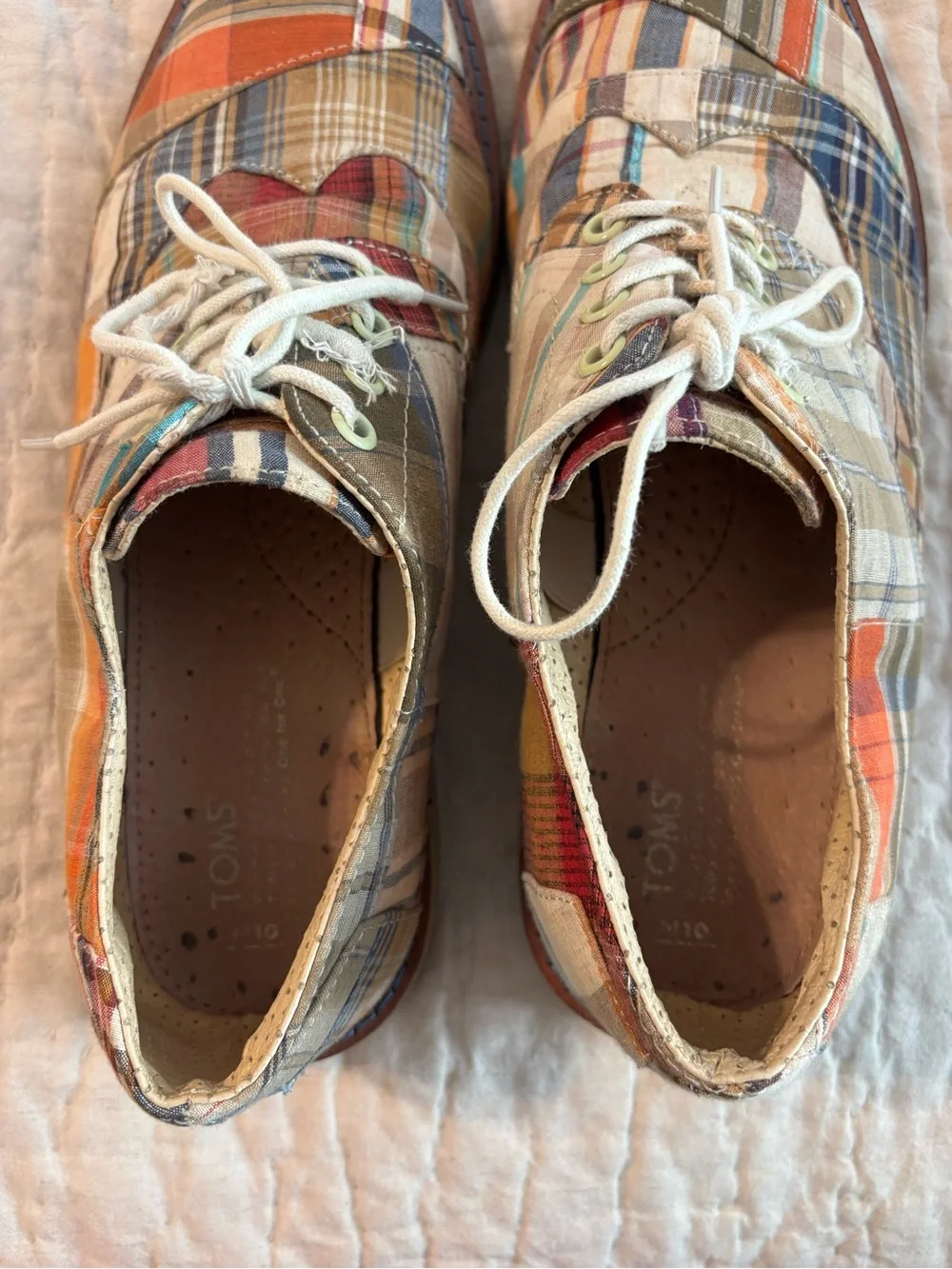 Toms Men's Multicolor Patchwork Plaid Lace-Up Derbys